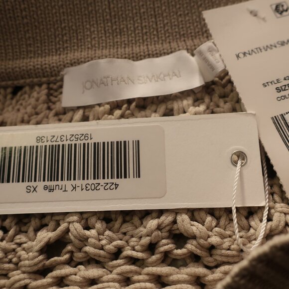 NWT Womens Jonathan Simkhai Gray Open Knit Collared Sweater XS - Picture 7 of 7